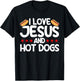 Hot Dog Adult I Love Jesus And Hot Dogs T-Shirt - T-Shirt | Black