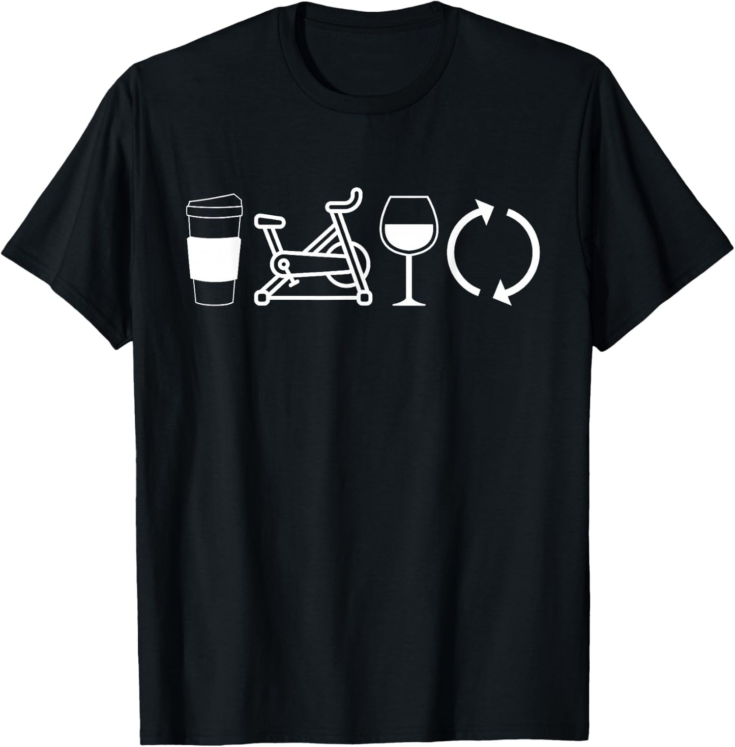 Coffee Spin Wine Repeat Funny Spinning Class Workout Gym T-Shirt - T-Shirt | Black