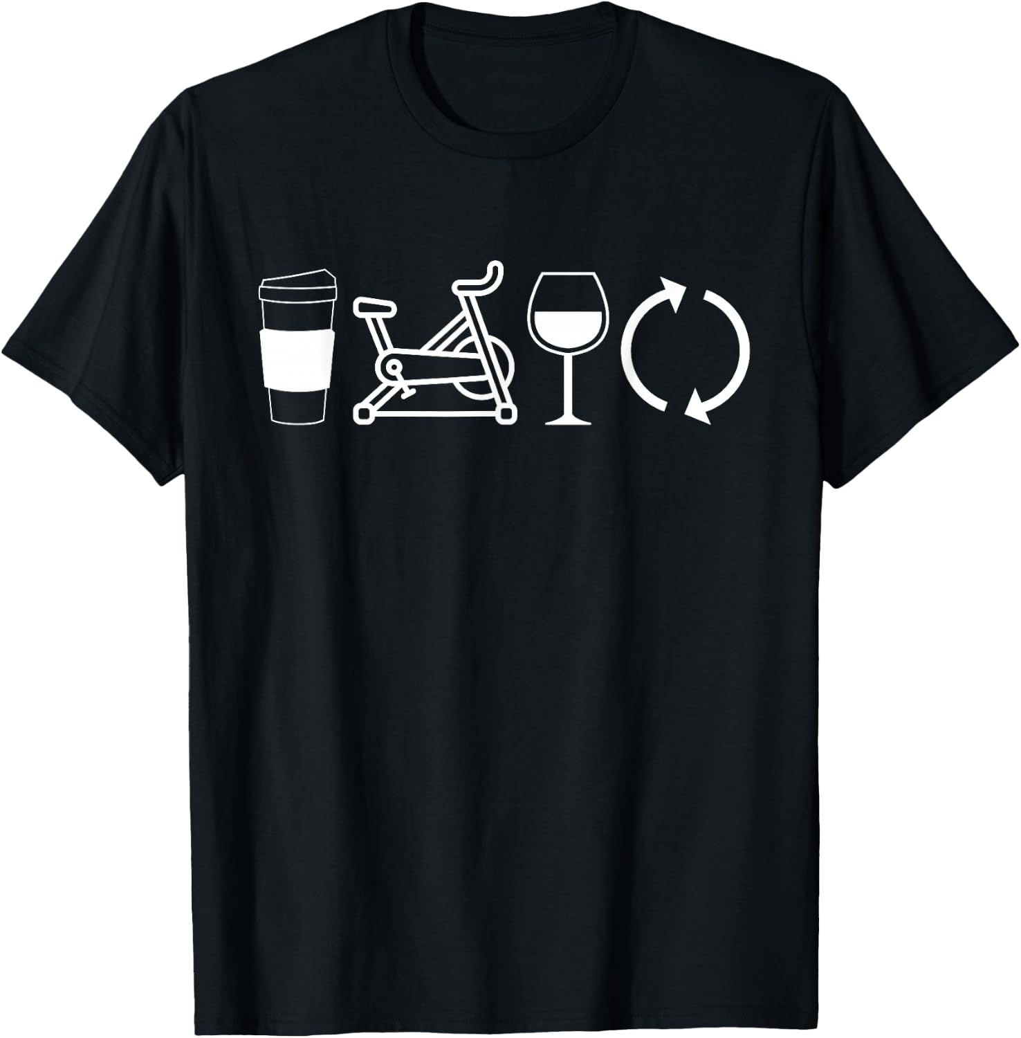 Coffee Spin Wine Repeat Funny Spinning Class Workout Gym T-Shirt - T-Shirt | Black