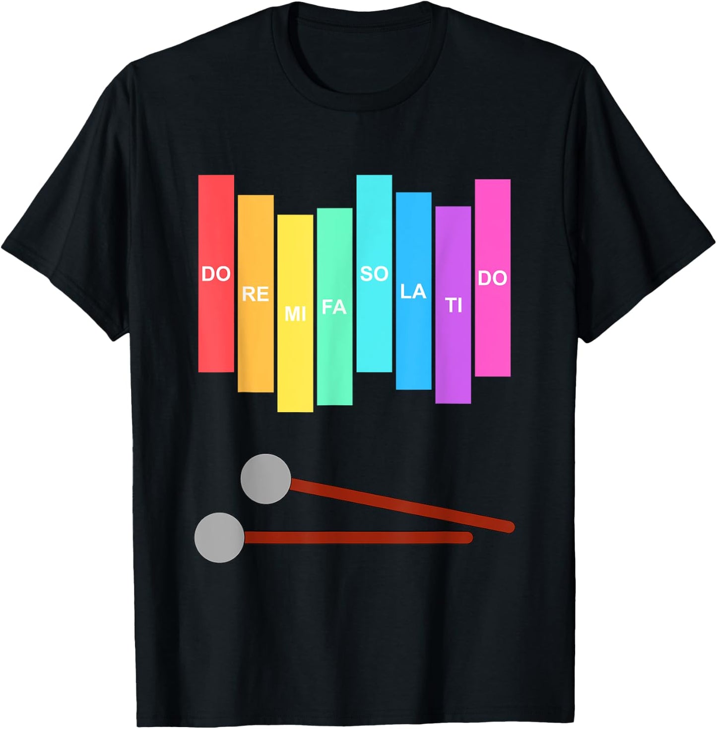 Music Xylophone Vintage Percussion Instrument Rainbow Colour T-Shirt - T-Shirt | Black