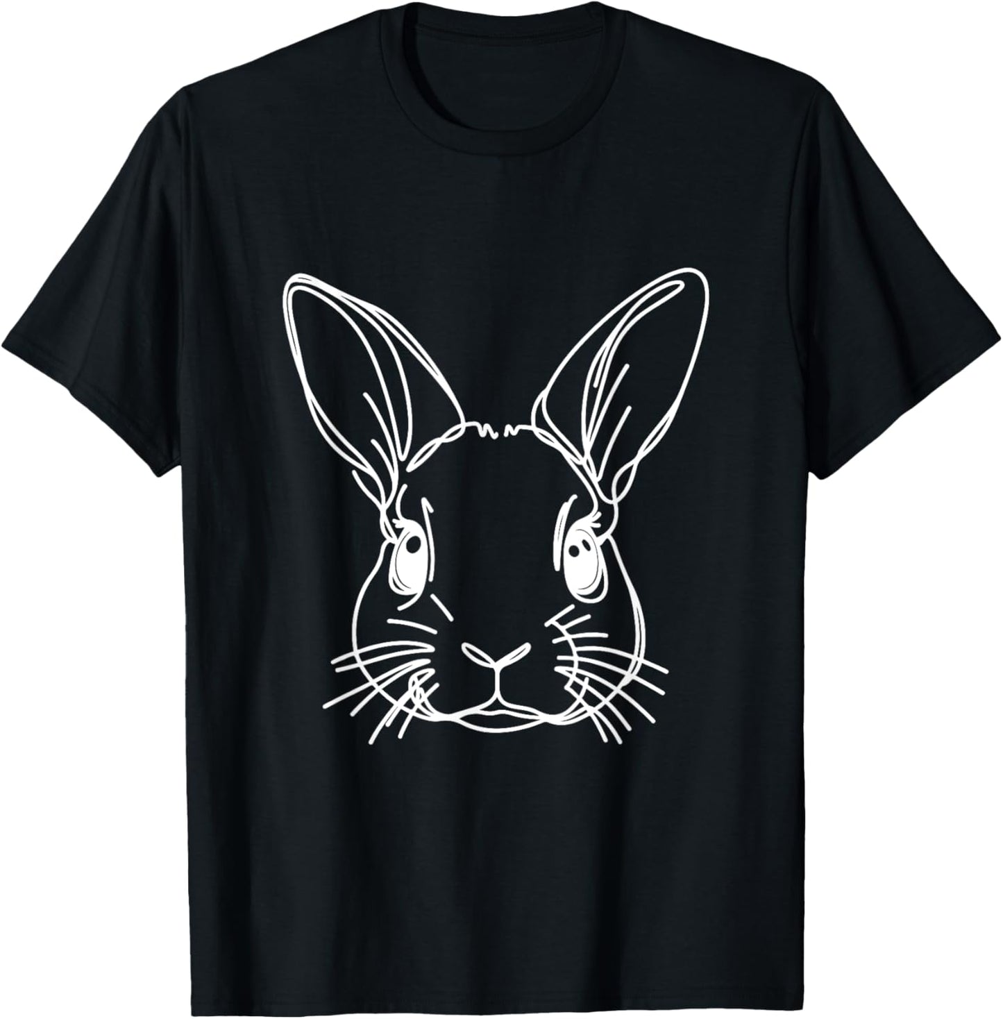 Line Art Dad Mom Rabbit - Mini Rex T-Shirt - T-Shirt | Black