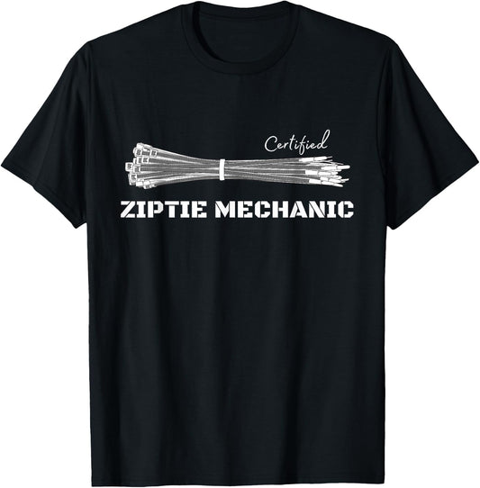 Certified Zip-tie Mechanic | Car DIY | Funny Automotive T-Shirt - T-Shirt | Black