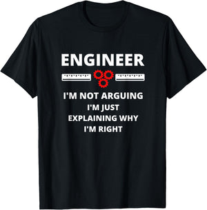 Engineer I'm Not Arguing - Funny Sarcastic Engineering Gift Small T-Shirt - T-Shirt | Black