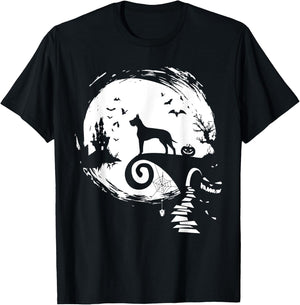 Great Dane Dog And Moon Halloween Costume Dog Lover Funny Women Kids T-Shirt - T-Shirt | Black