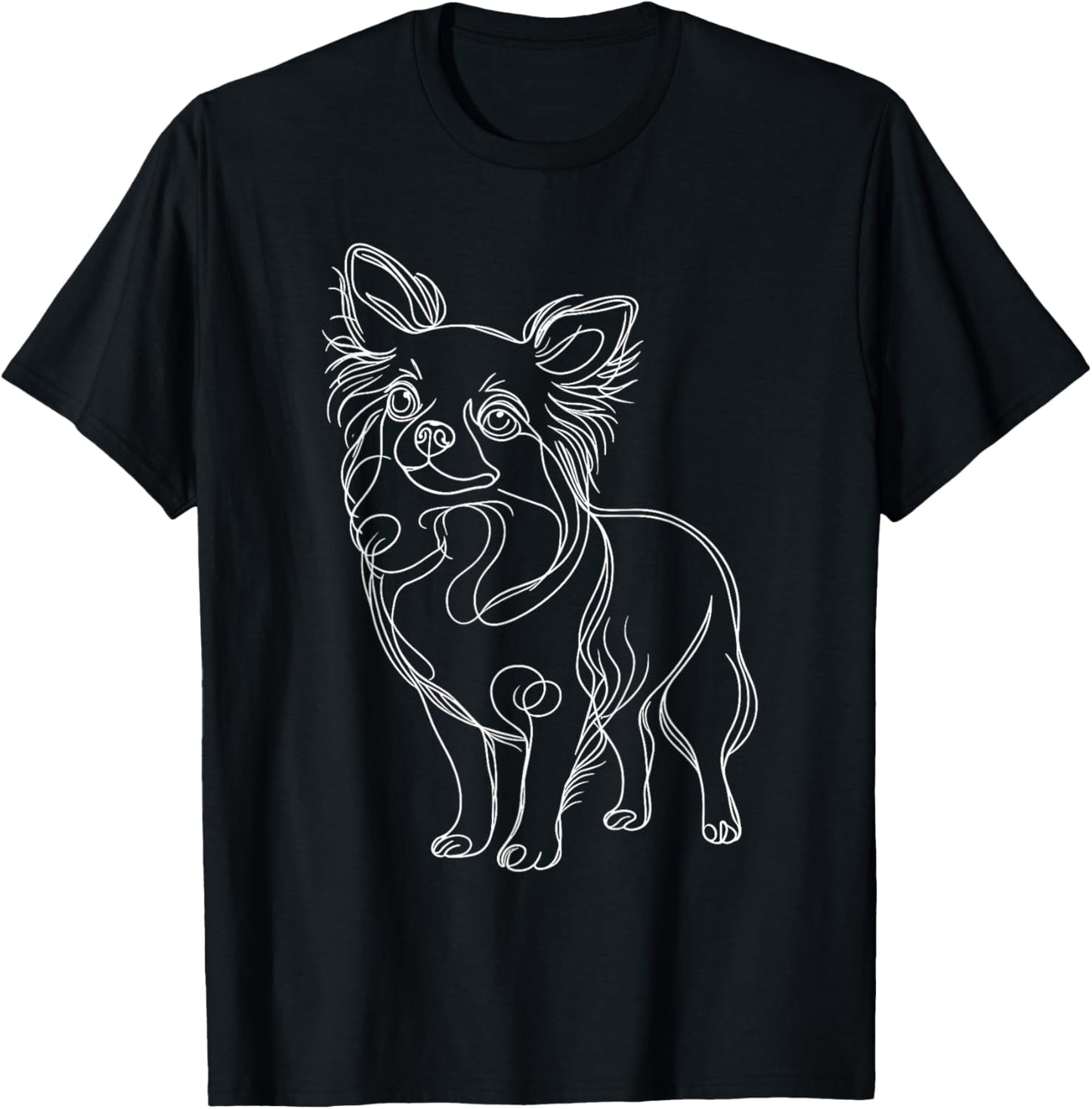 Line Art Chihuahua Dog Chihuahuas Chi T-Shirt - T-Shirt | Black