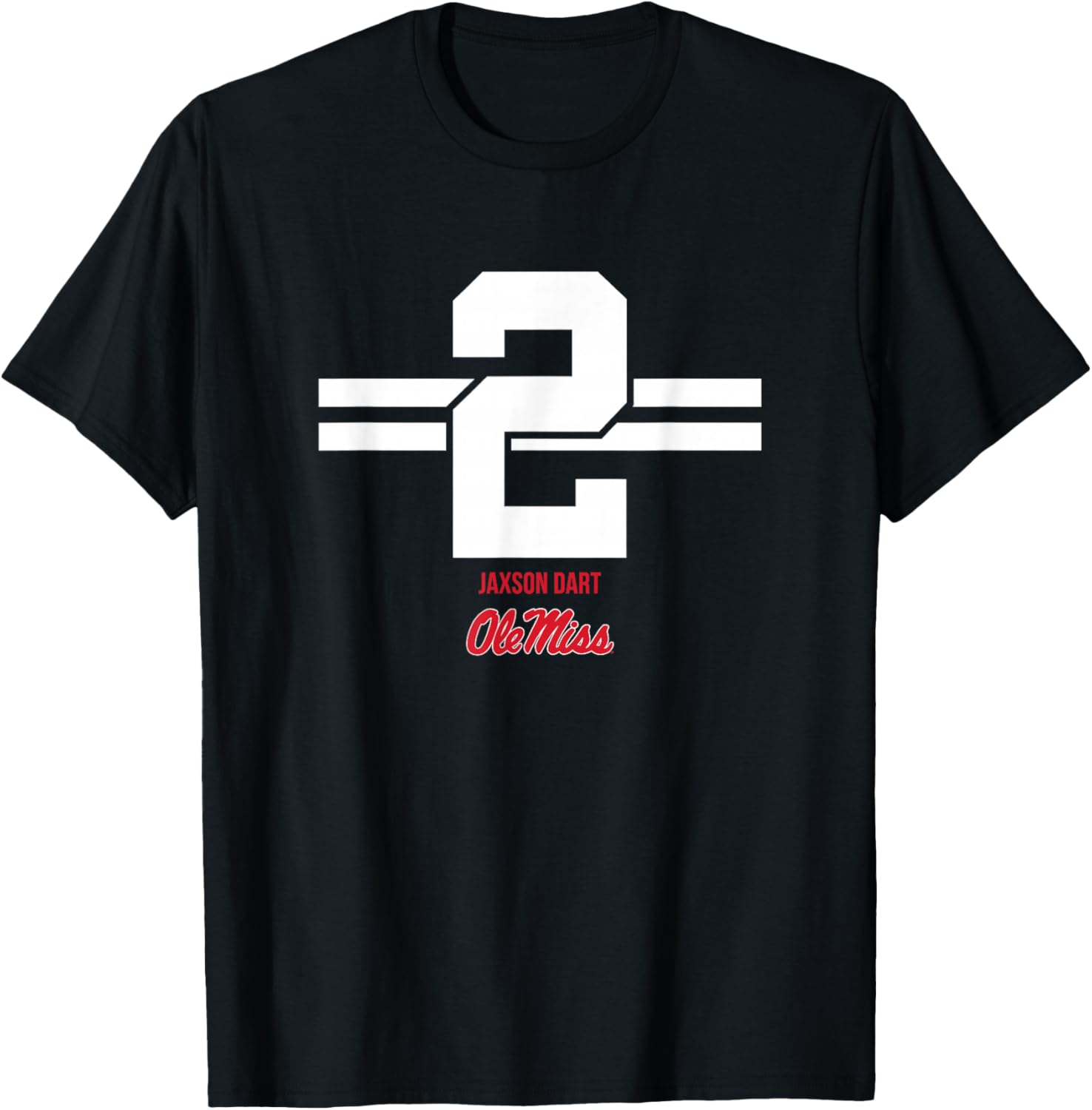 Ole Miss Football: Jaxson Dart 2 Stripe T-Shirt - T-Shirt | Black