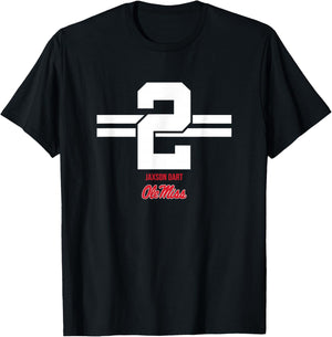 Ole Miss Football: Jaxson Dart 2 Stripe T-Shirt - T-Shirt | Black
