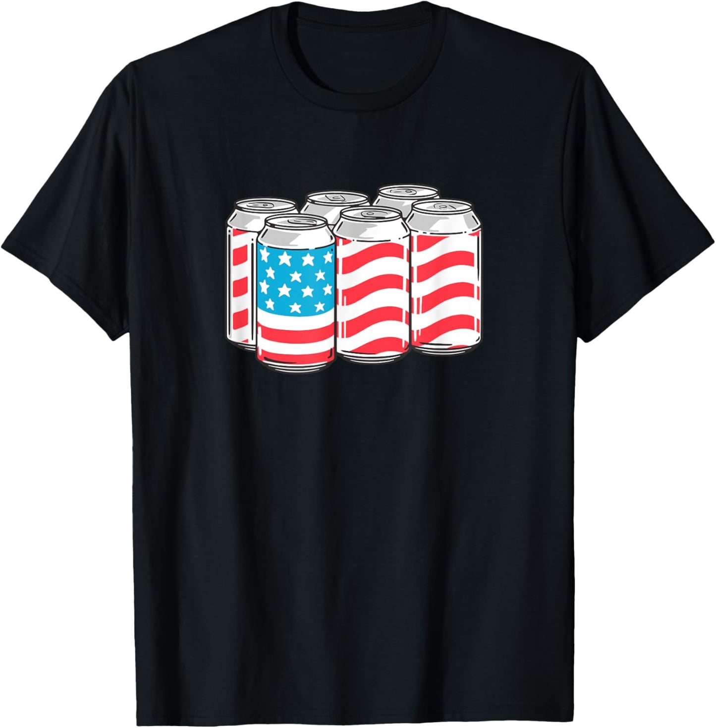 AmeriCan Funny 4th of July Beer Patriotic USA Flag Pride Women Men T-Shirt - T-Shirt | Black