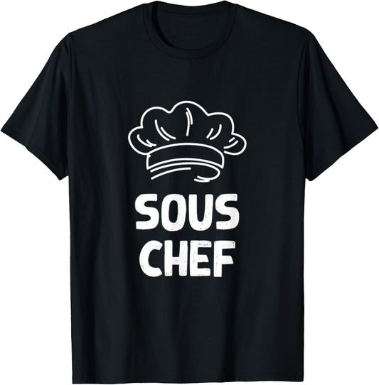 Sous Chef Matching Head Chef Cooking Kitchen Gift Mom Dad T-Shirt - T-Shirt | Black
