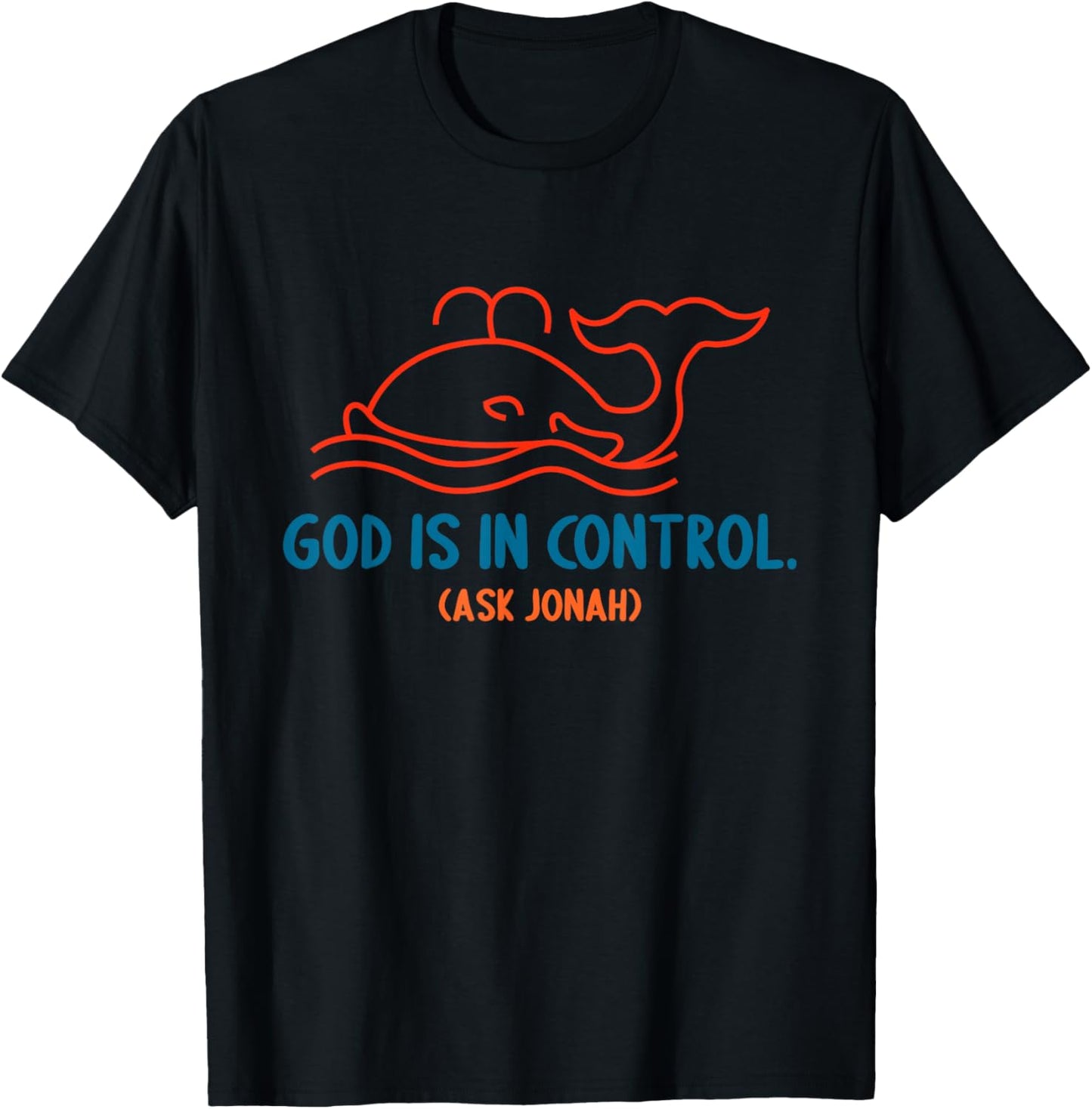 God Is In Control Ask Jonah Dolphin Vintage Design T-Shirt - T-Shirt | Black