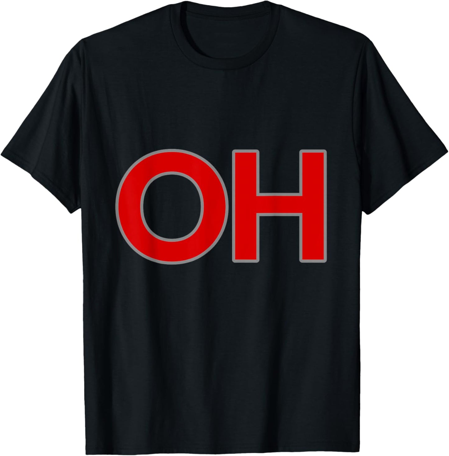State of Ohio OH-IO Big Print Logo Red Grey T-Shirt - T-Shirt | Black