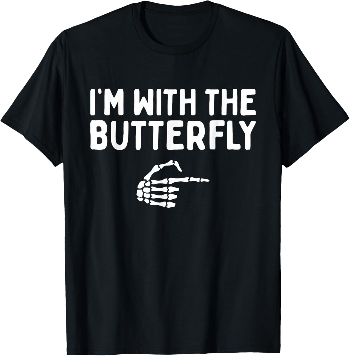 I'm With The Butterfly Halloween Costume Matching Couples T-Shirt - T-Shirt | Black