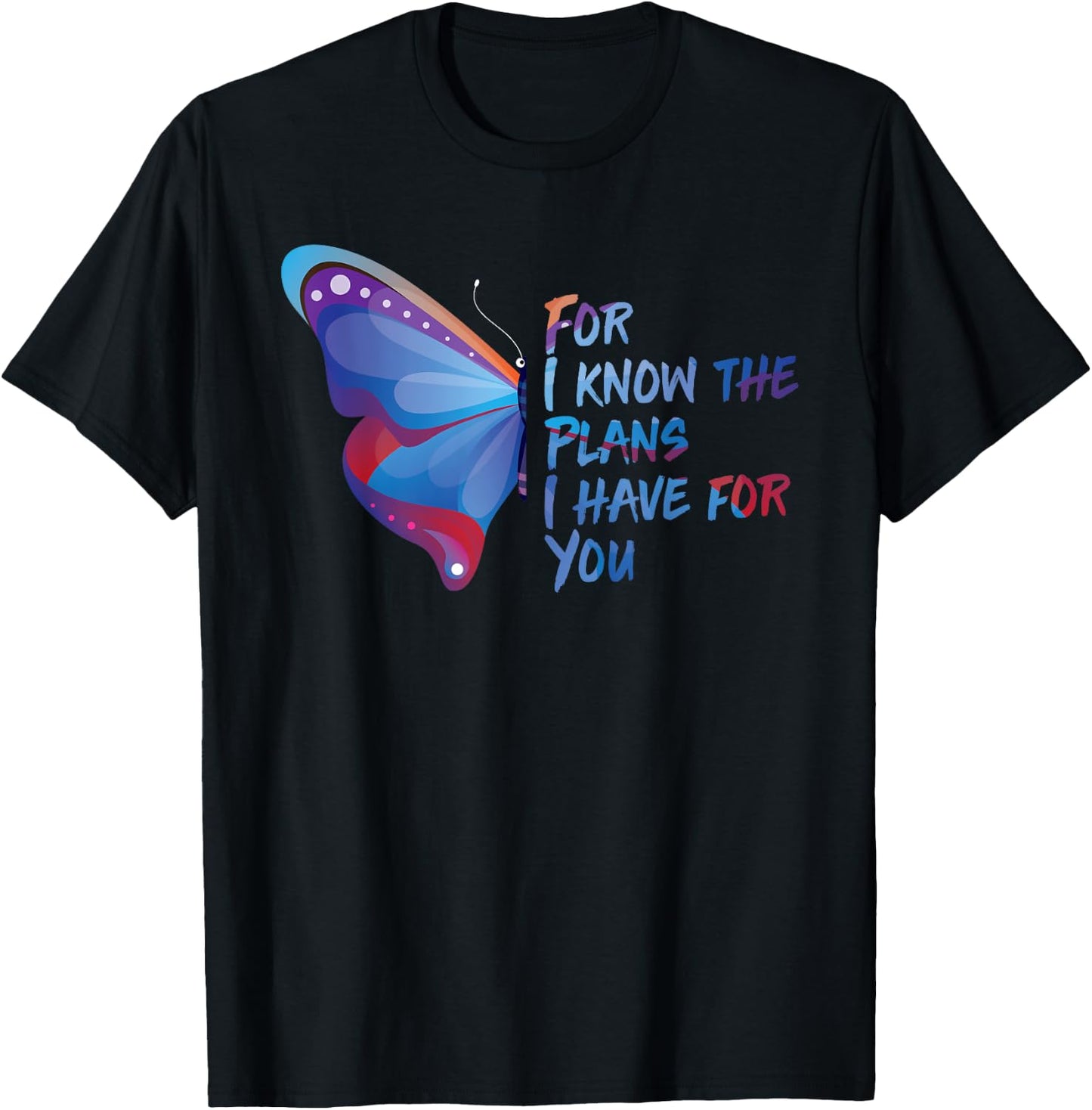 Bible Verse Quote Butterfly Motivational Christian Gifts T-Shirt - T-Shirt | Black