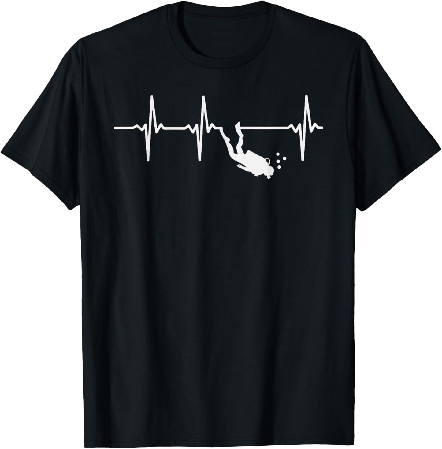 Scuba Diving Heartbeat Subtle Scuba Diver Men Women T-Shirt - T-Shirt | Black