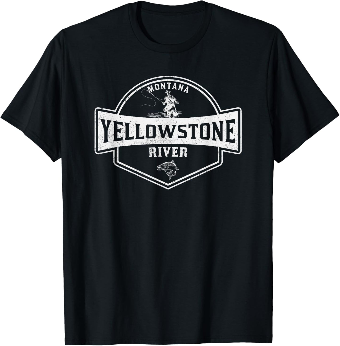 Yellowstone River Montana Fly Fishing T-Shirt - T-Shirt | Black