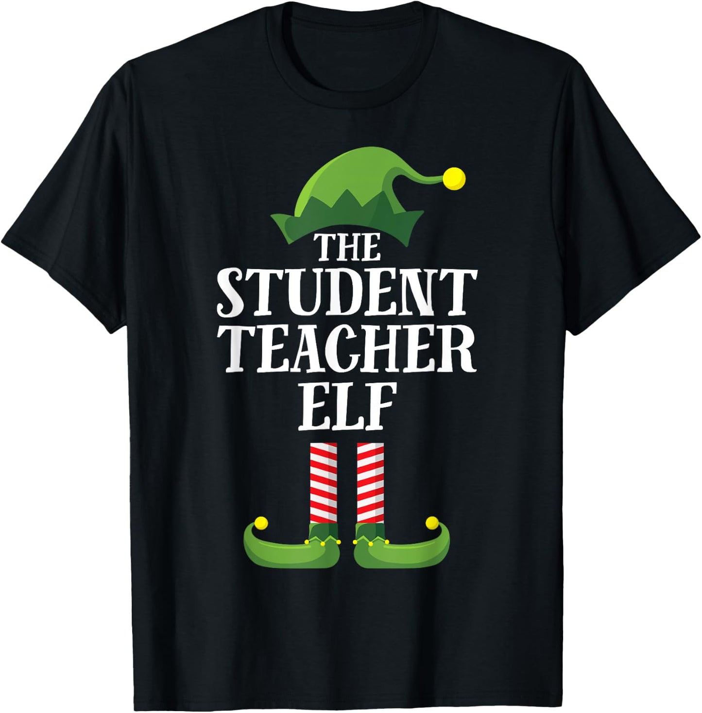 Student Teacher Elf Matching Family Group Christmas Party Women Kids T-Shirt - T-Shirt | Black