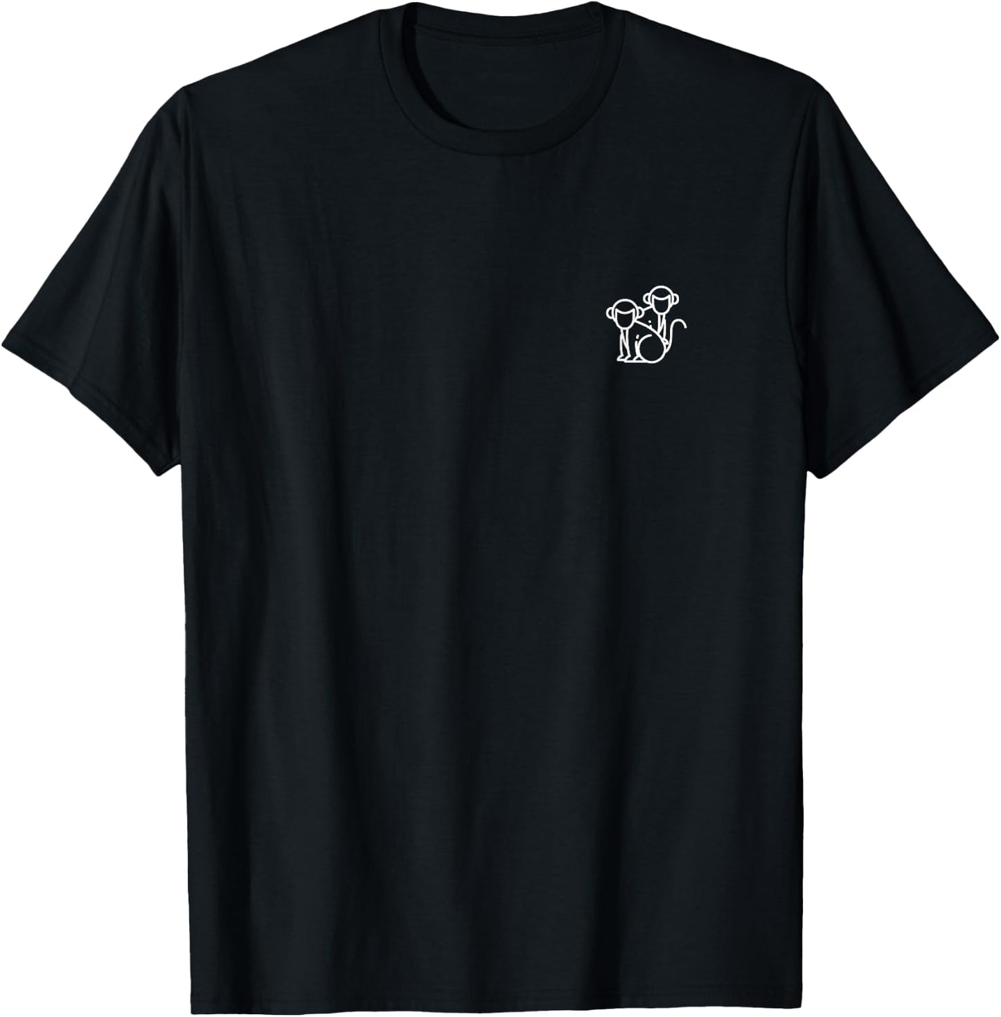 Cute Monkey Animal Badge Patch Line Art Icon Outline Gift T-Shirt - T-Shirt | Black