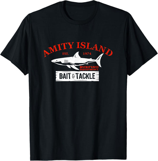 Amity Island Bait and Tackle Retro Fishing T-Shirt - T-Shirt | Black