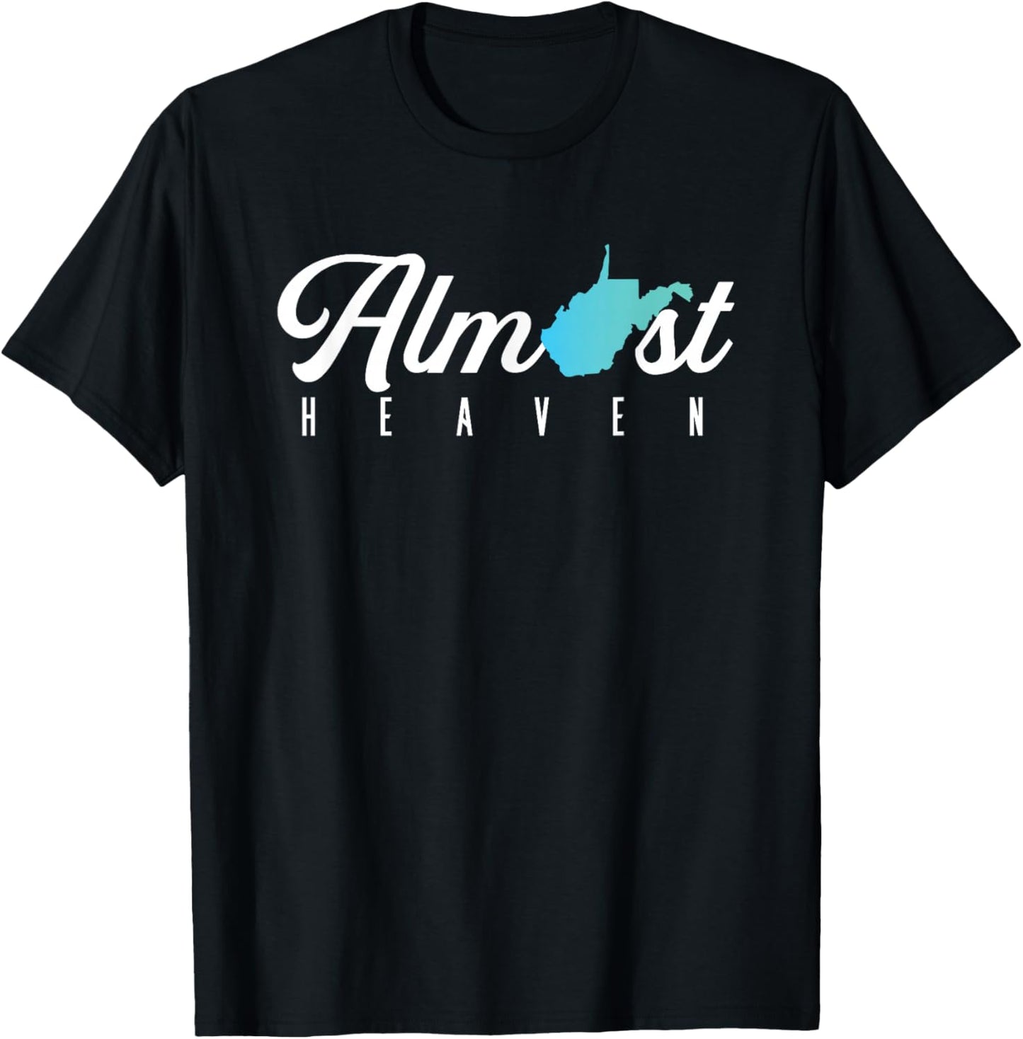 Almost Heaven West Virginia Map | American USA State T-Shirt - T-Shirt | Black