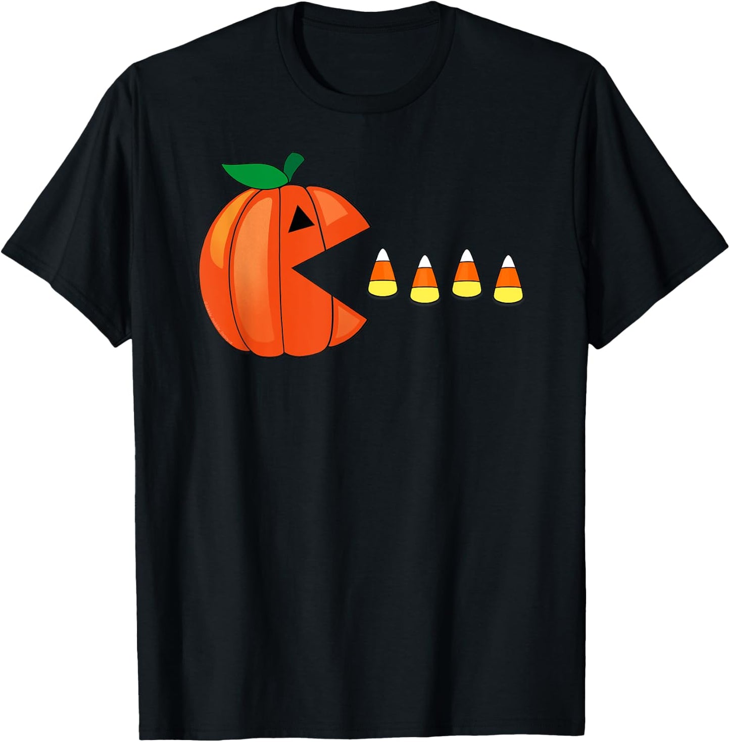 Funny Halloween Pumpkin Eating Candy Corn T-Shirt - T-Shirt | Black