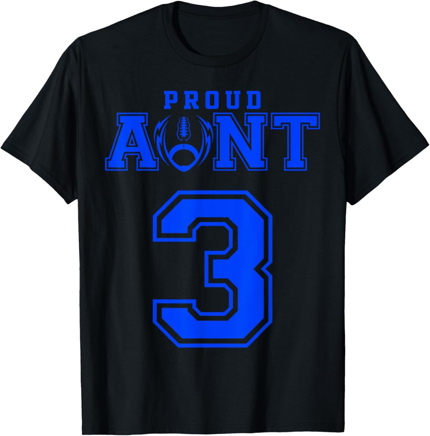 Custom Proud Football Aunt Number 3 B Personalized T-Shirt - T-Shirt | Black