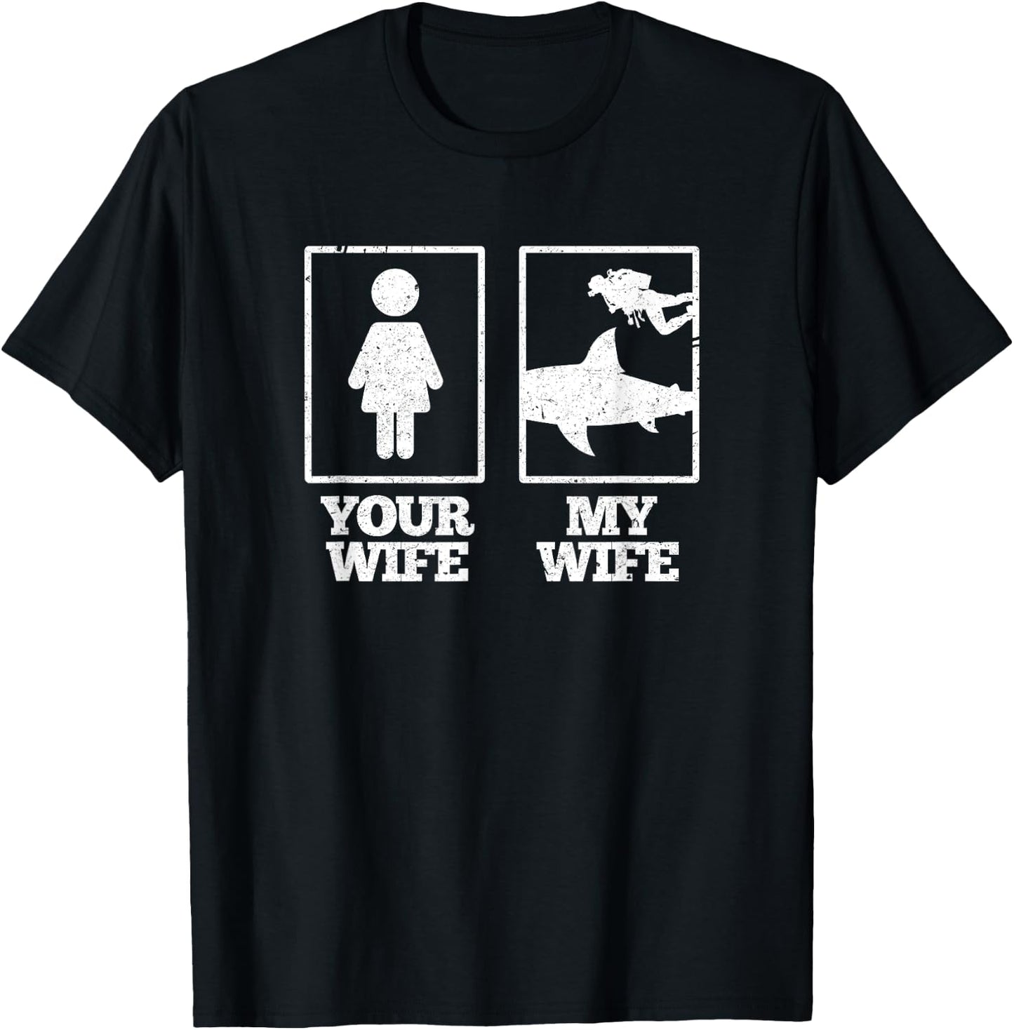 My Wife Diving Shark Ocean Freediving Sea Apnea Dive T-Shirt - T-Shirt | Black