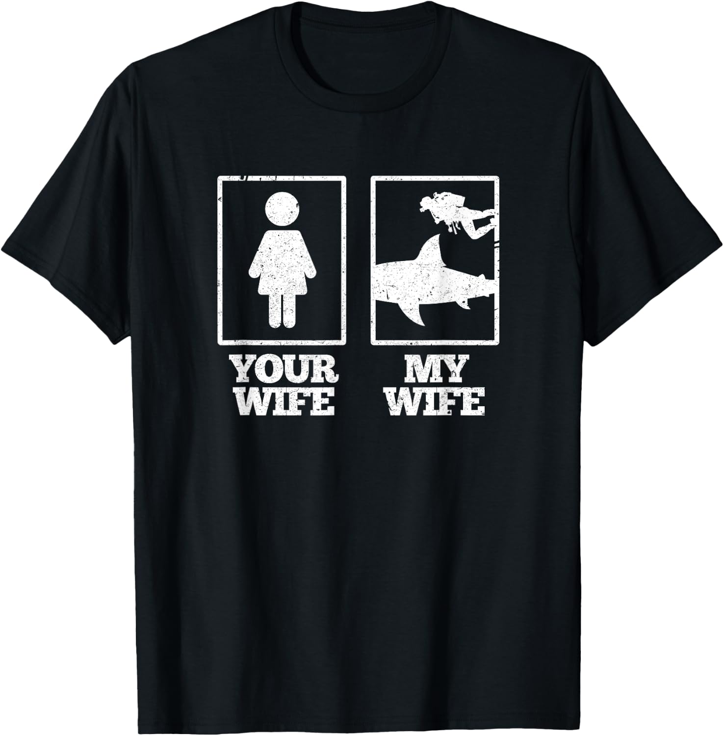 My Wife Diving Shark Ocean Freediving Sea Apnea Dive T-Shirt - T-Shirt | Black