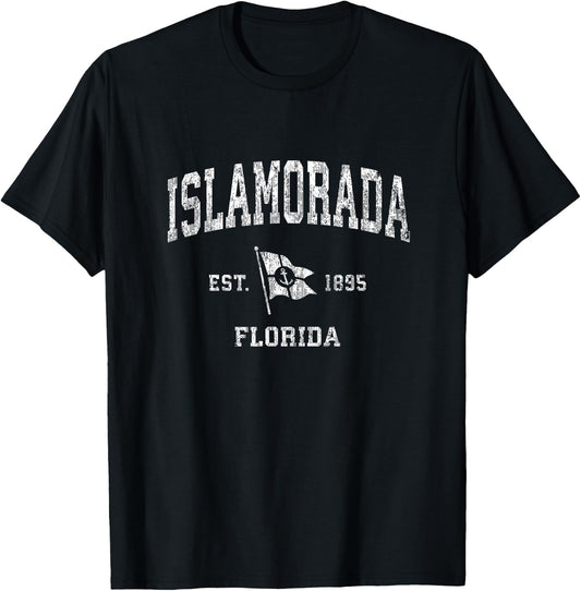 Islamorada FL Vintage Nautical Boat Anchor Flag Sports T-Shirt - T-Shirt | Black