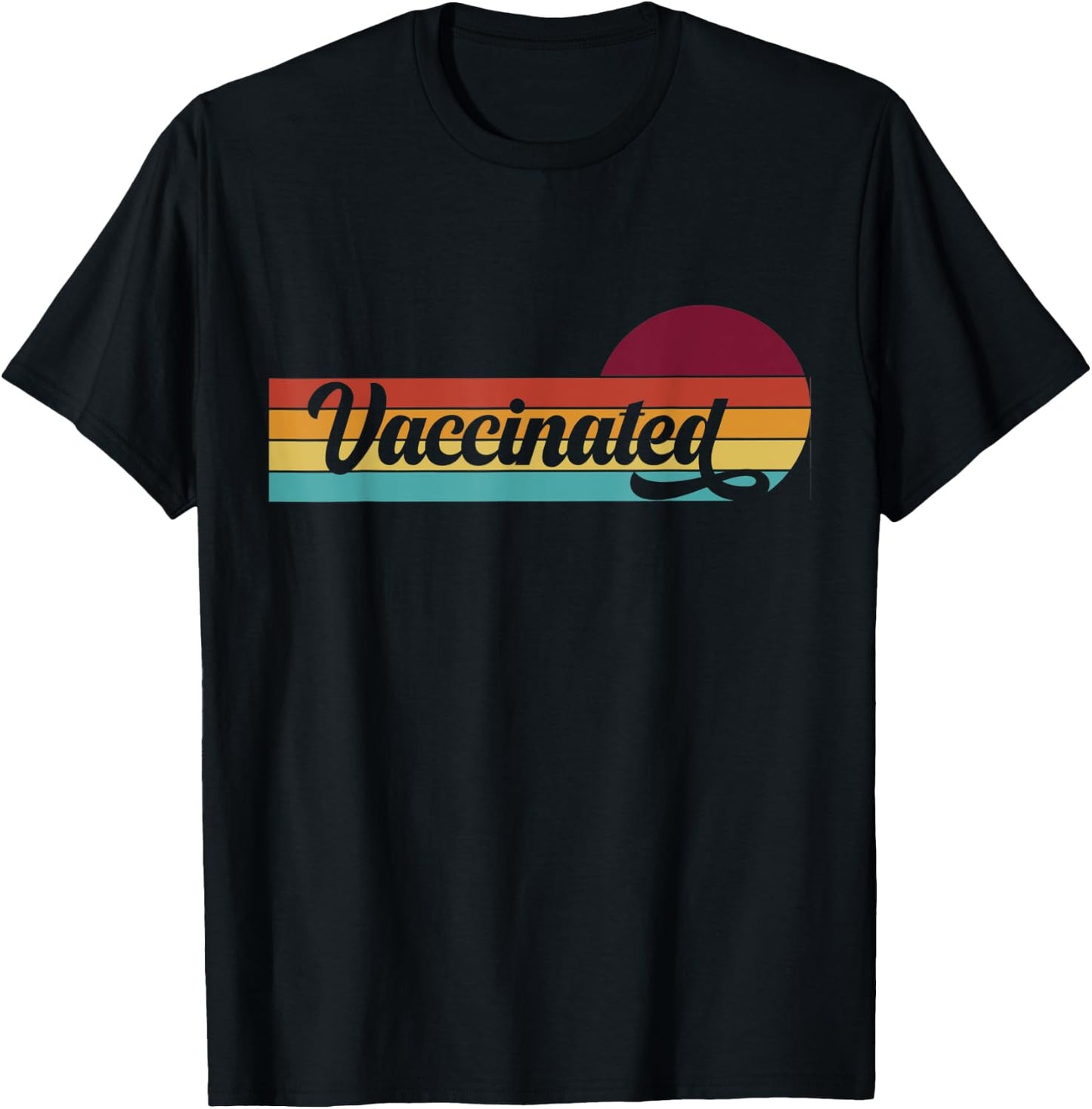Vaccinated Retro Sunset Pro Vaccination Immunization T-Shirt - T-Shirt | Black