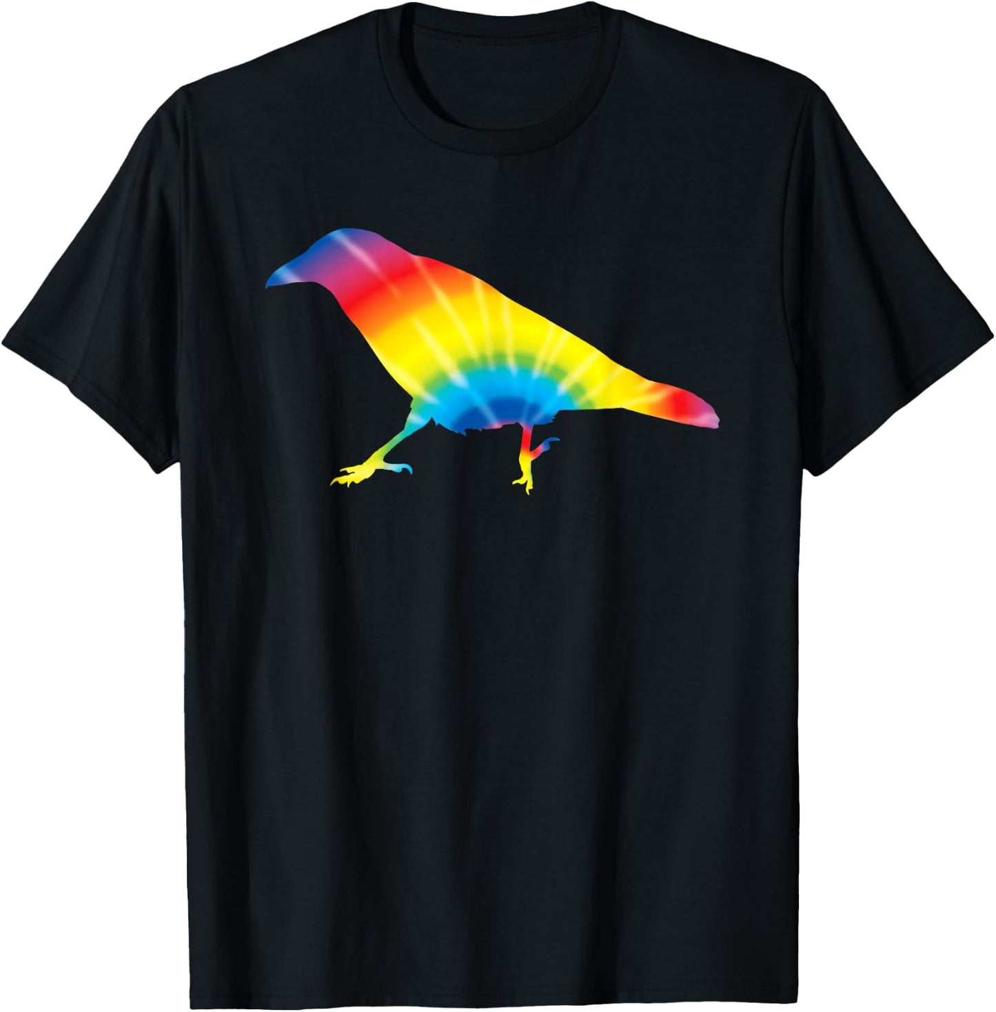 Tie Dye Crow Rainbow Print Raven Bird Hippie Peace Gift T-Shirt - T-Shirt | Black