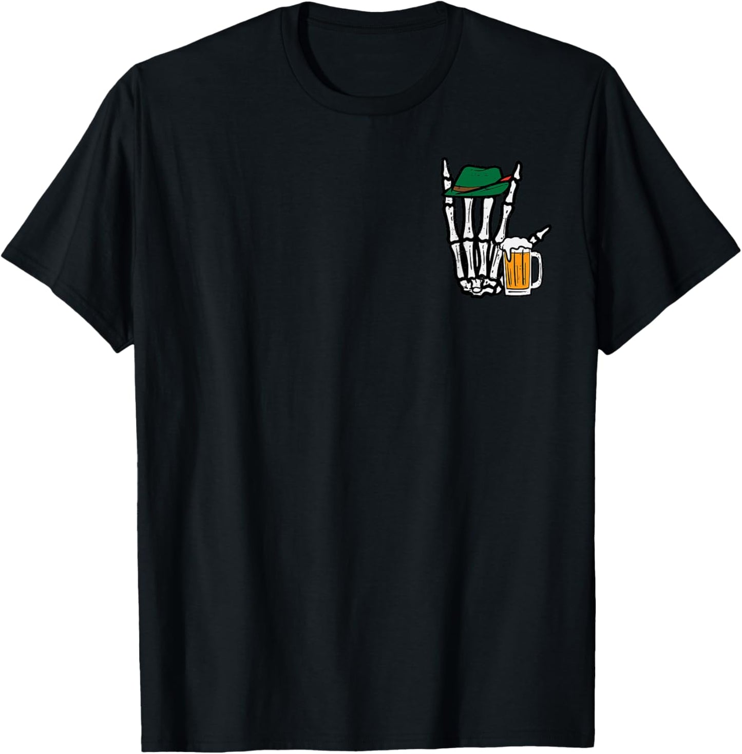 Skeleton Rock Hand Bavarian Rocker Oktoberfest Men Boys T-Shirt - T-Shirt | Black