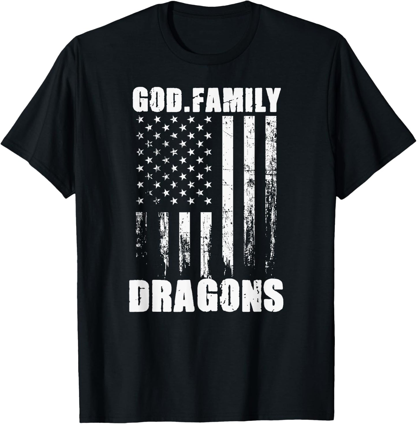 New Palestine Dragons God. Family. Vintage USA Flag T-Shirt - T-Shirt | Black