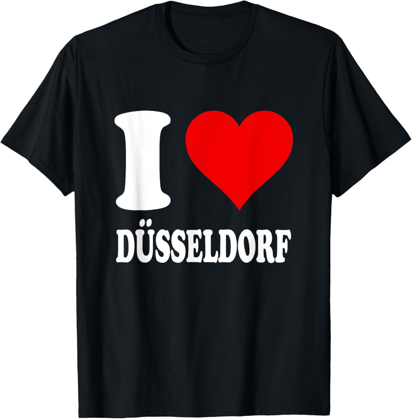 Red Heart I Love Düsseldorf T-Shirt - T-Shirt | Black