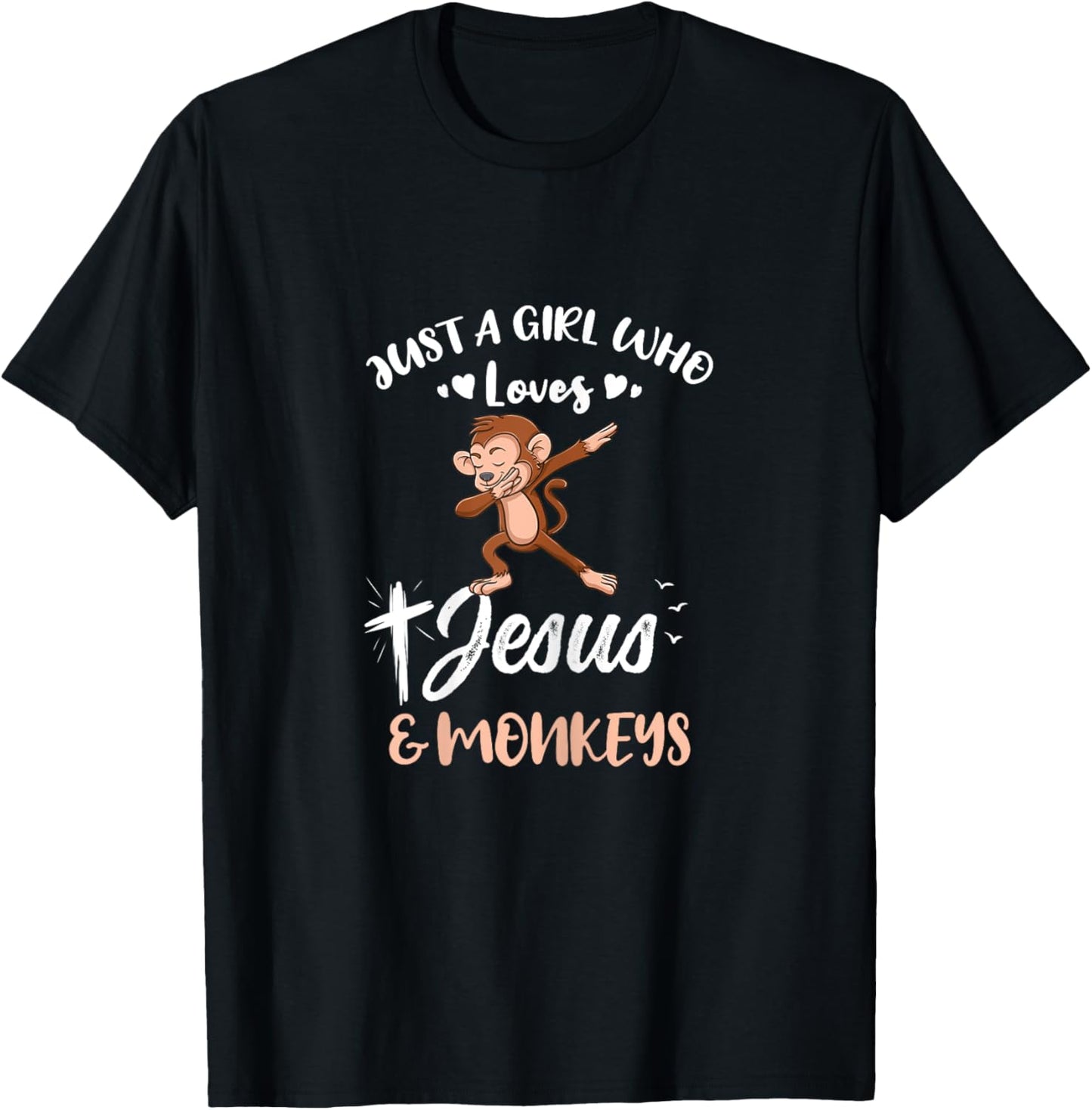 Just A Girl Who Loves Jesus And Monkeys T-Shirt - T-Shirt | Black