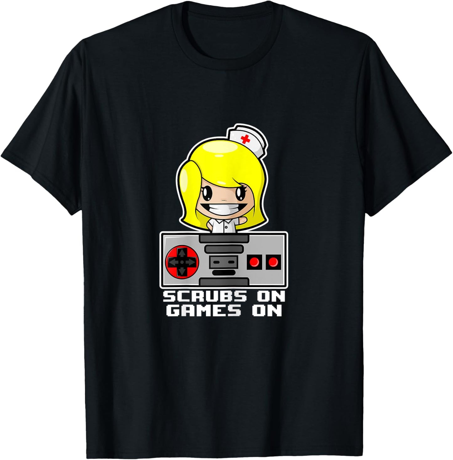 Scrubs On Gaming Shirt Nurse Shirts Funny Gamer T-Shirt - T-Shirt | Black