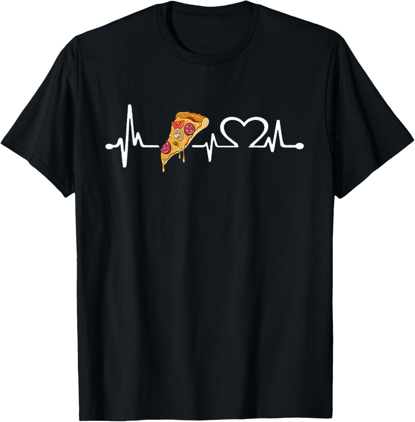Love pizza women's heartbeat shirt, pizza lovers for girls T-Shirt - T-Shirt | Black