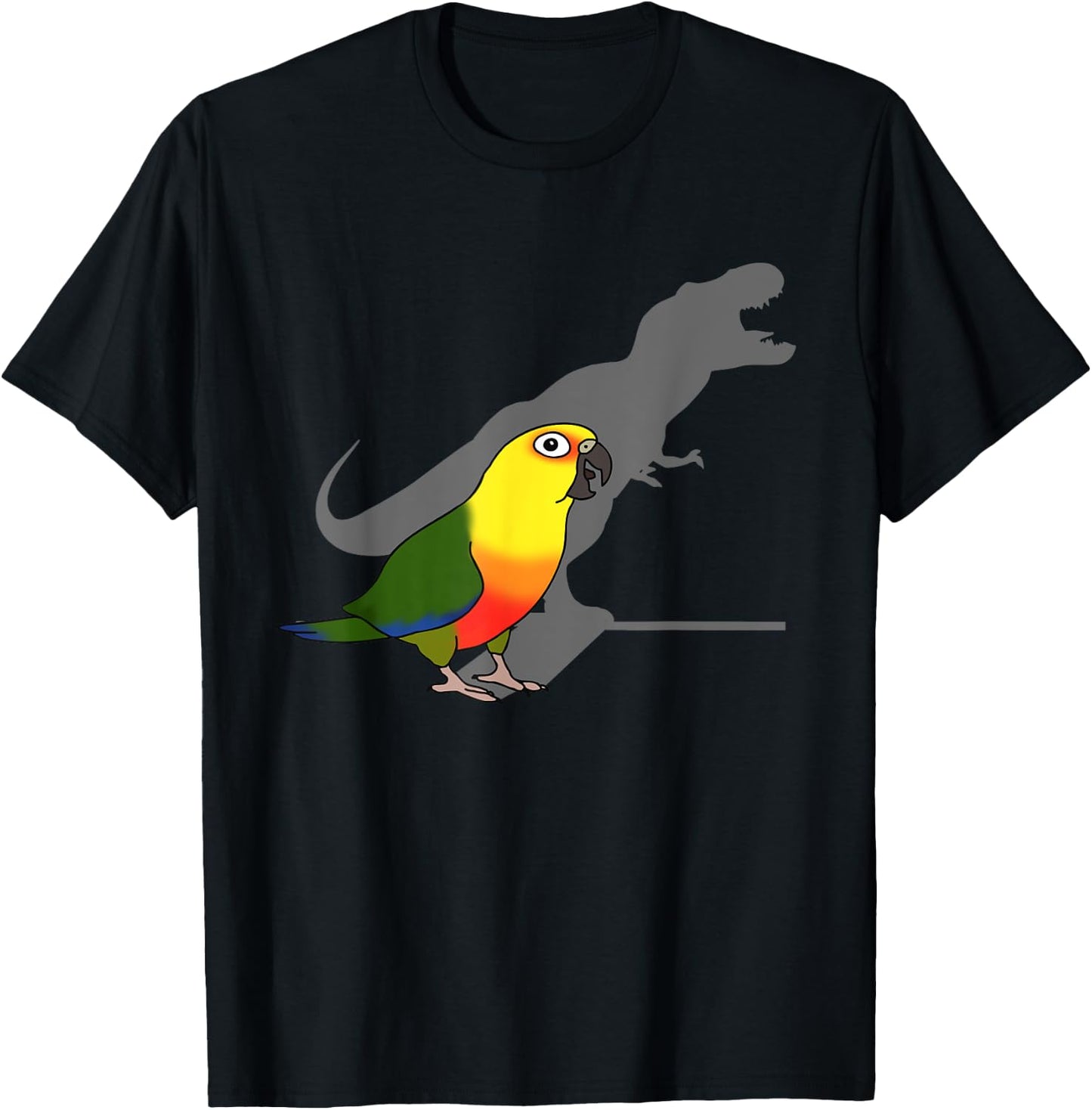 Birb Memes, Cute Dinosaur Parrot, Funny T-rex Jenday Conure T-Shirt - T-Shirt | Black