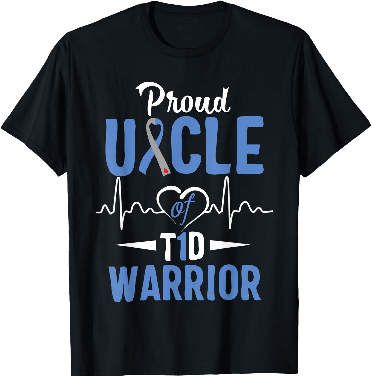 T1D Proud Uncle Diabetes Awareness Type 1 Insulin Pancreas T-Shirt - T-Shirt | Black