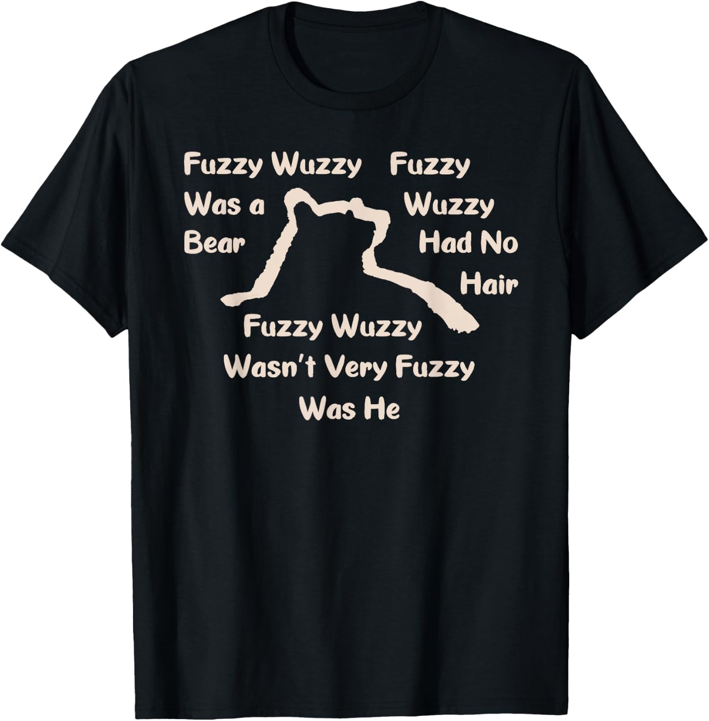 Fuzzy Wuzzy Was a Bear... Bear Head and Shoulders Silhouette T-Shirt - T-Shirt | Black