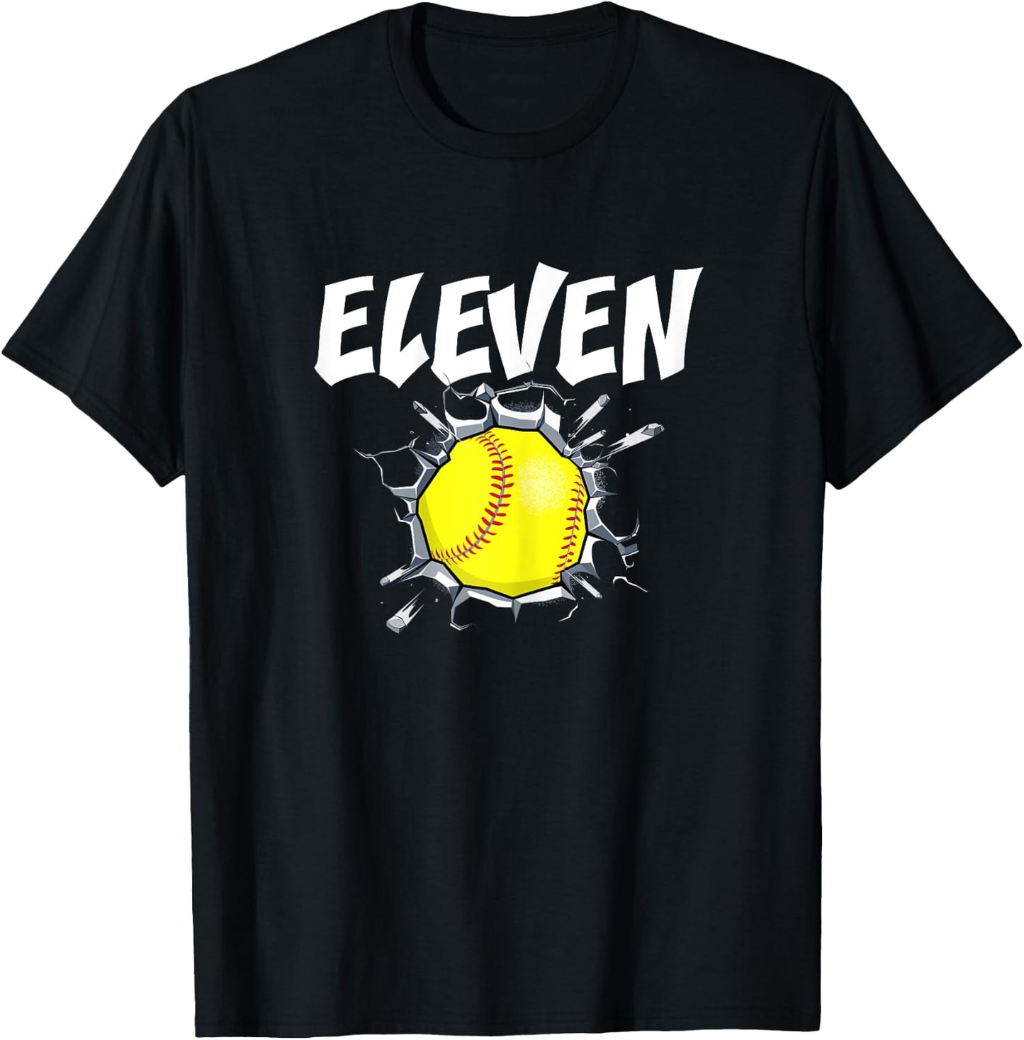 11 Year Old Softball Birthday Party Theme 11th Gift Girl T-Shirt - T-Shirt | Black
