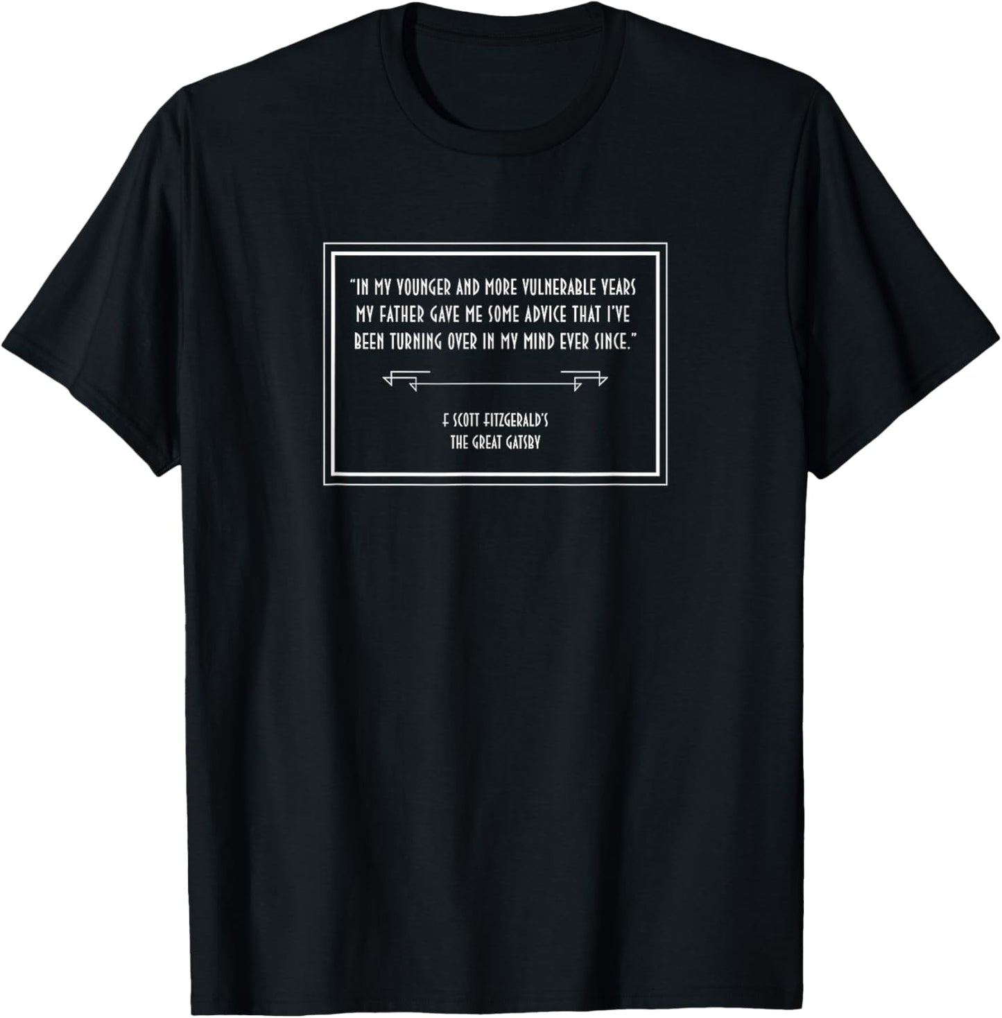 F Scott Fitzgerald The Great Gatsby Book Quote T-Shirt - T-Shirt | Black