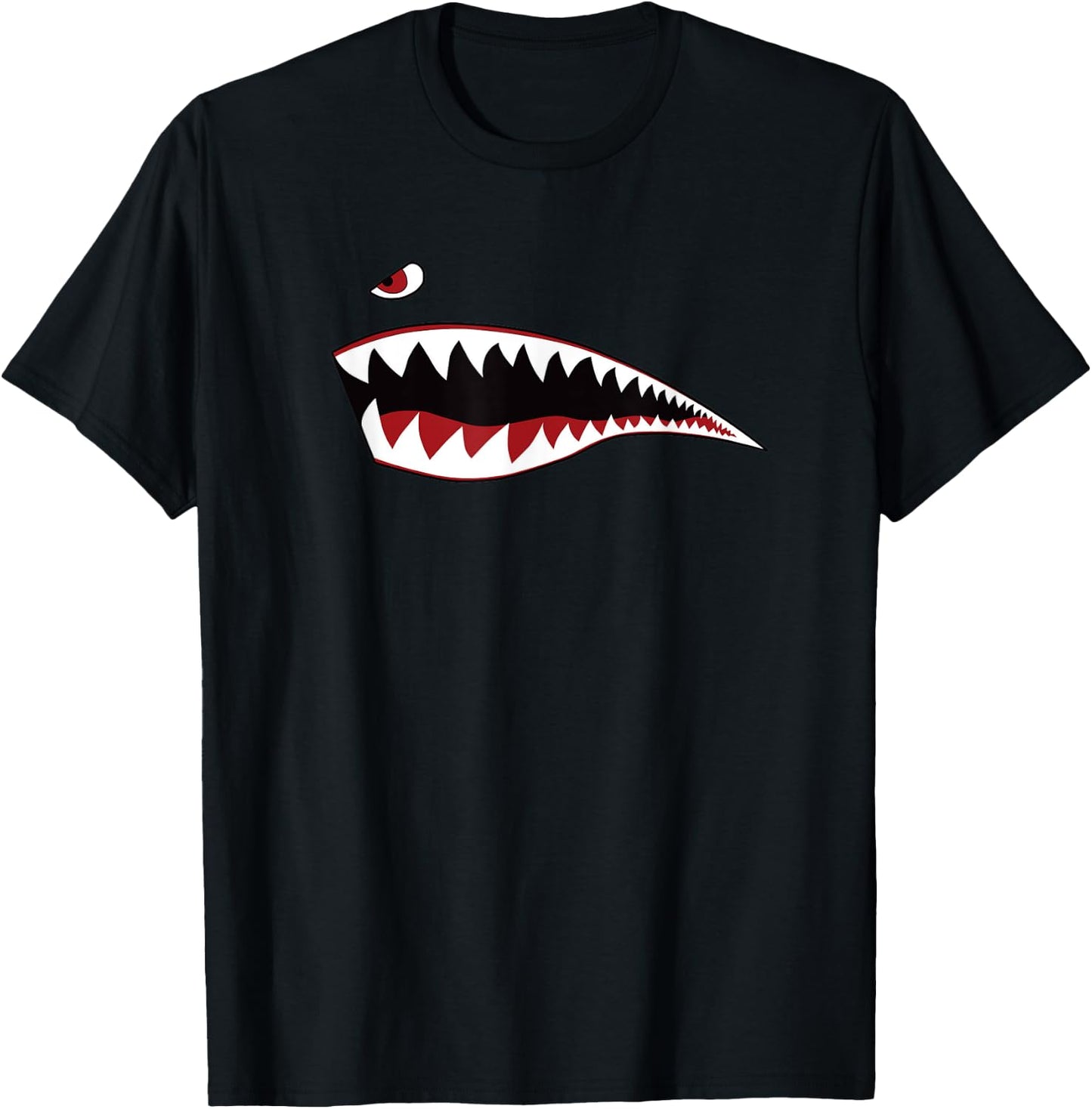 Shark Nose Art - WWII Military Plane T-Shirt - T-Shirt | Black
