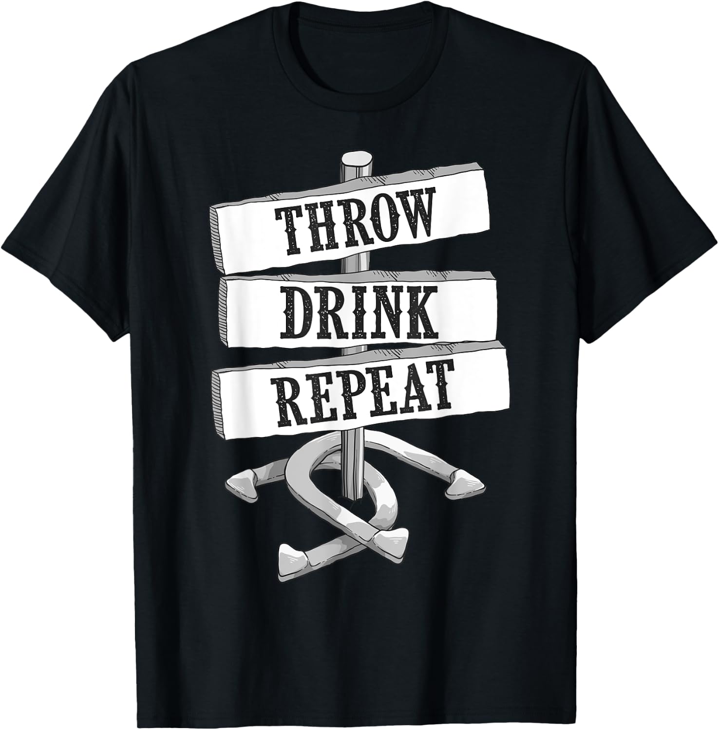Funny Horseshoe Pitching Game Gift | Cute Throwers Men Women T-Shirt - T-Shirt | Black