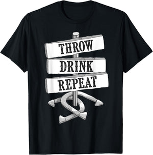 Funny Horseshoe Pitching Game Gift | Cute Throwers Men Women T-Shirt - T-Shirt | Black