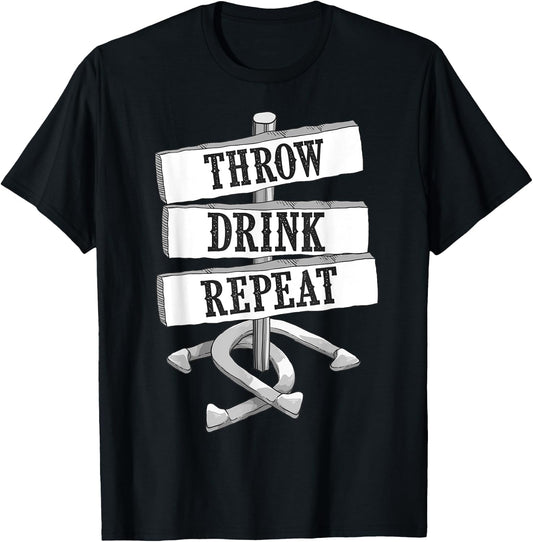 Funny Horseshoe Pitching Game Gift | Cute Throwers Men Women T-Shirt - T-Shirt | Black