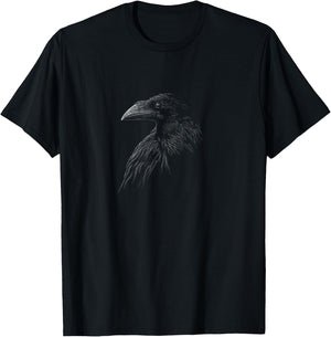 Skizzenmonster Bird Art Raven Illustration - Men's Adult Small Black Short Sleeve T-Shirt - T-Shirt | Black