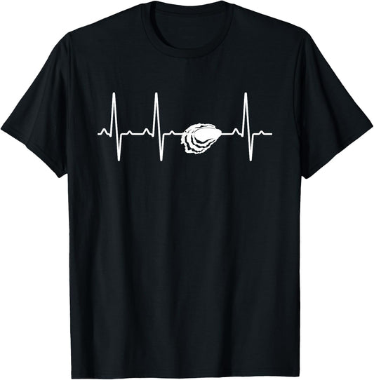 Oyster Heartbeat Gift Women Mollusc Animal Lover T-Shirt - T-Shirt | Black