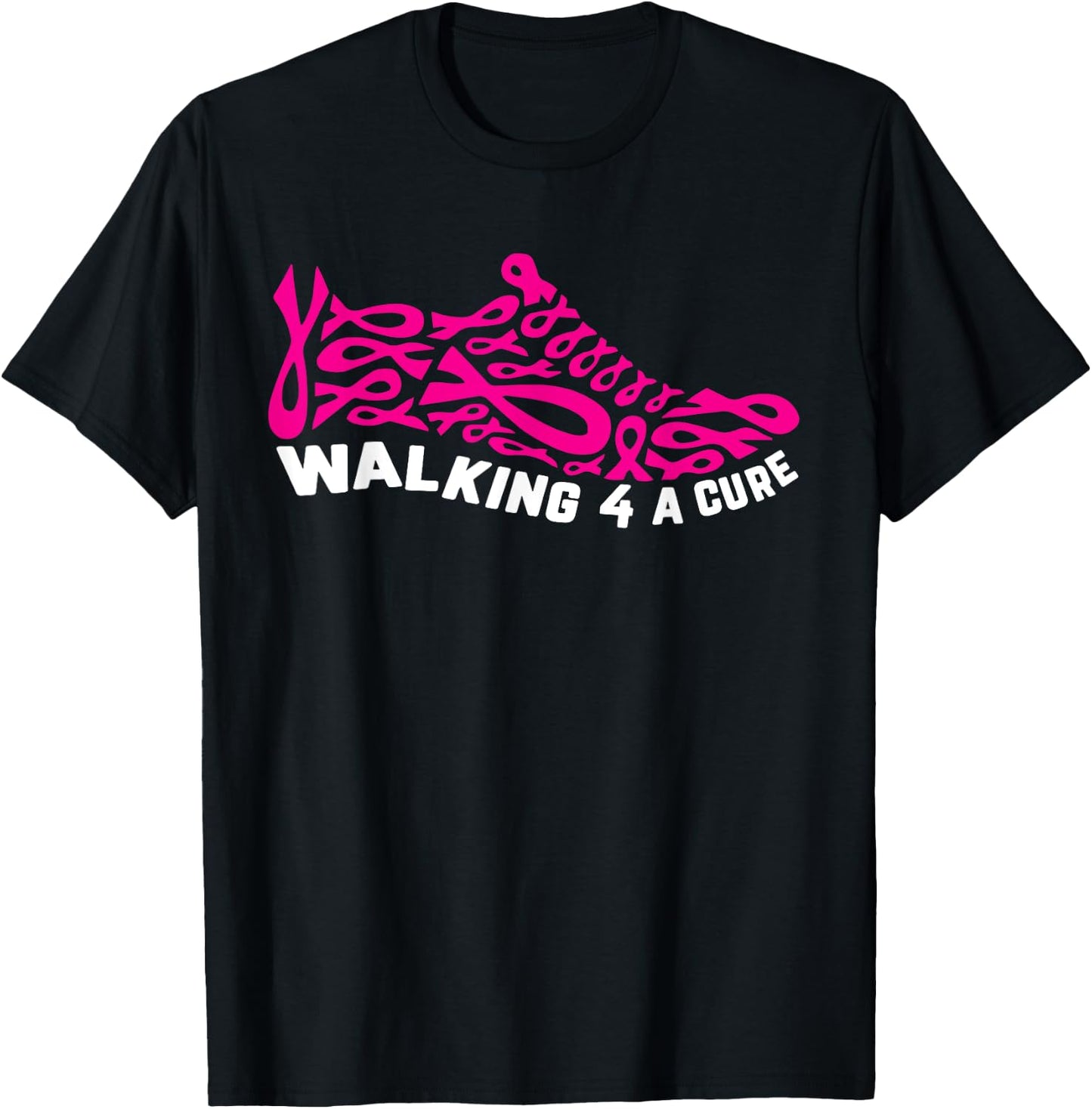 Breast Cancer Pink Ribbon Walk For Cure Cool Awareness Gifts T-Shirt - T-Shirt | Black