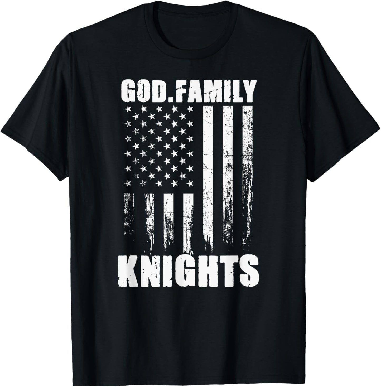 Fairview Knights God. Family. Vintage USA Flag T-Shirt - T-Shirt | Black