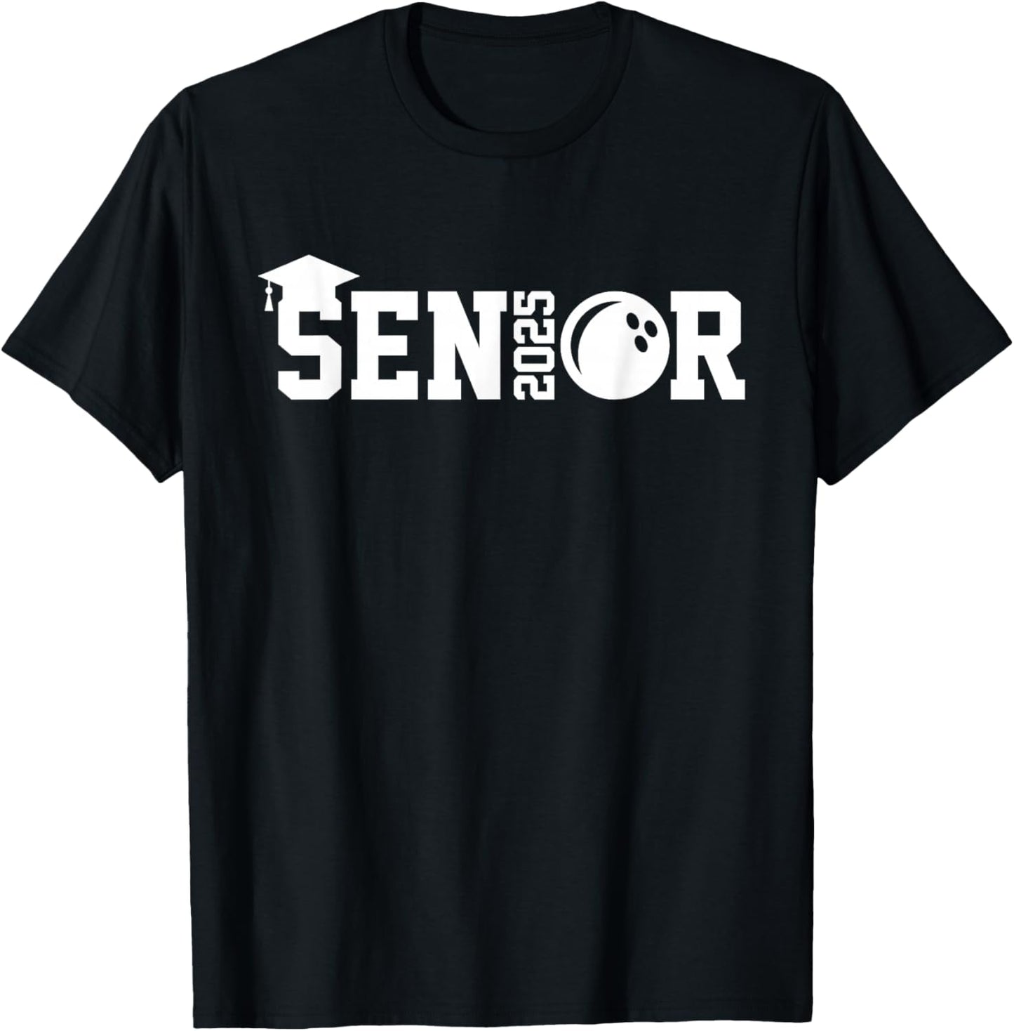 Senior 2025 Bowling Player Class Of 2025 Graduation Seniors T-Shirt - T-Shirt | Black